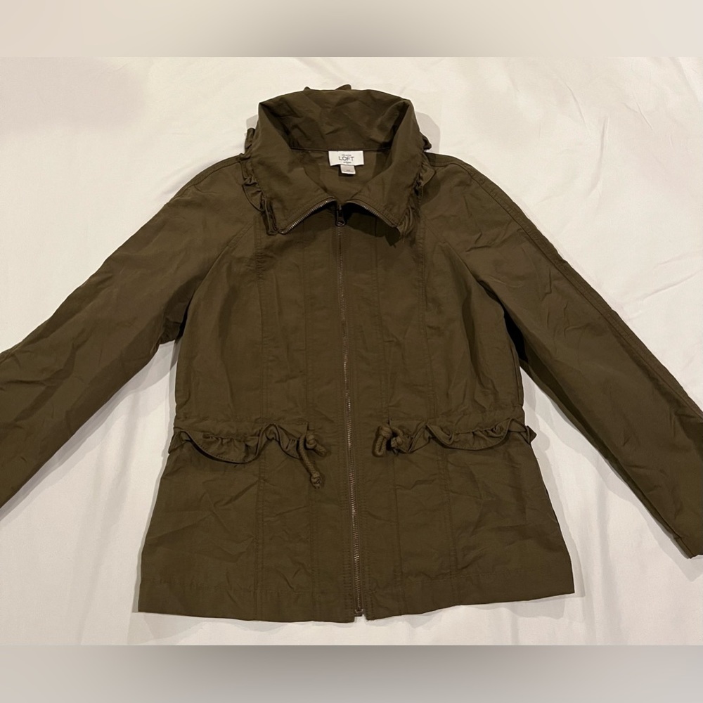 LOFT by Ann Taylor Jacket Olive Green Lightweight Petite Medium